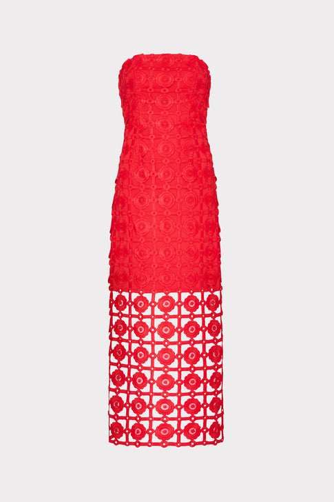 Kait Tile Lace Dress in Red|MILLY Kait Tile Lace Dress in Red|MILLY