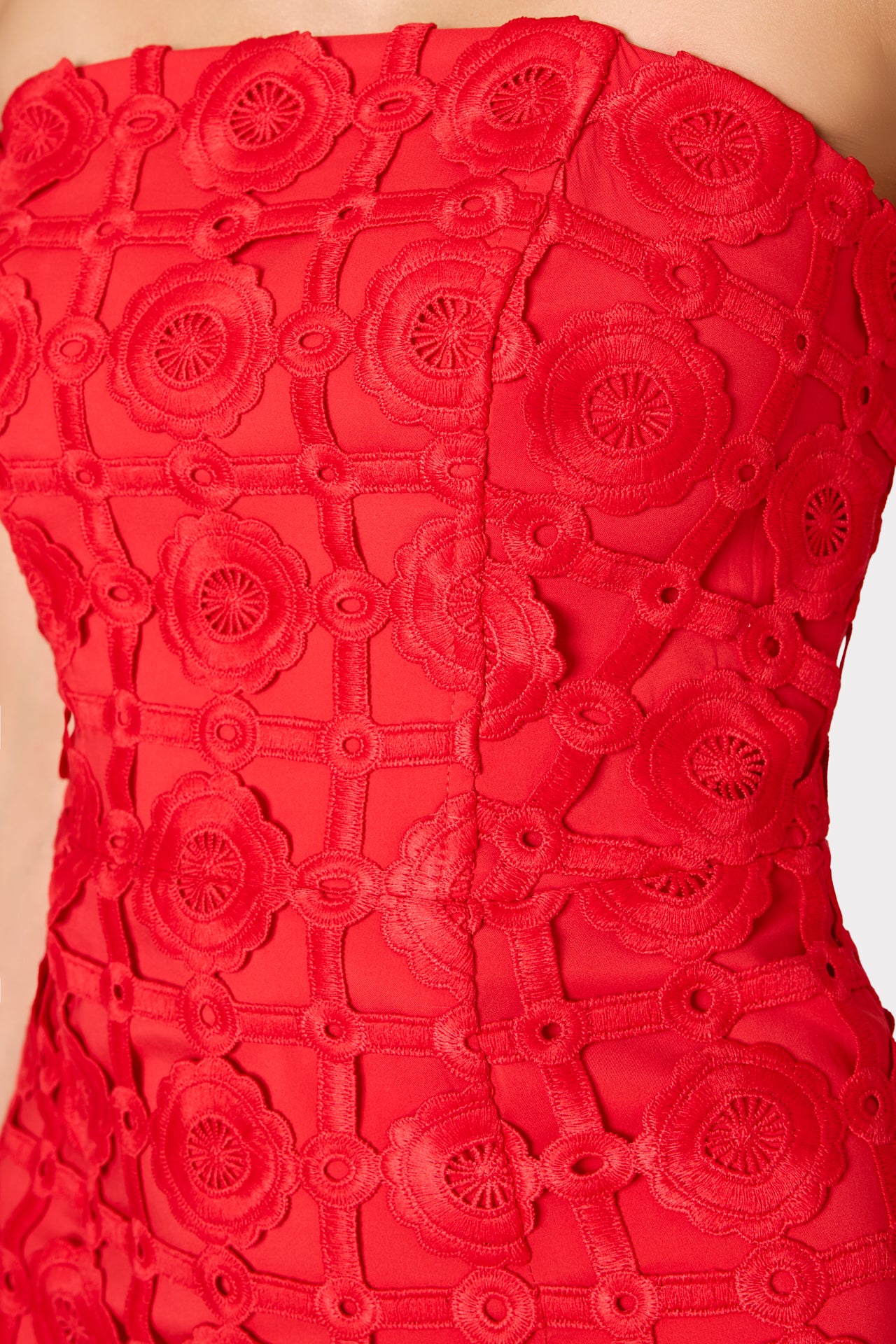 Kait Tile Lace Dress in Red|MILLY