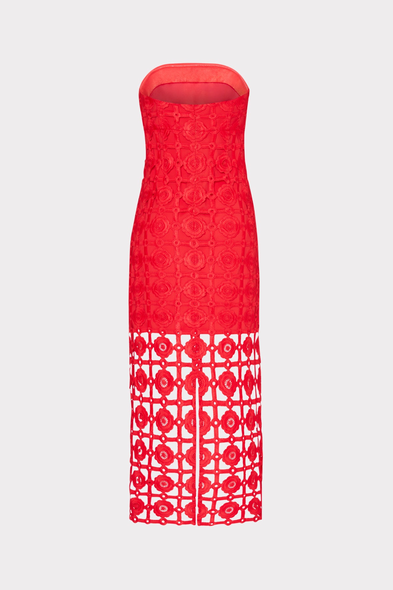 Kait Tile Lace Dress in Red|MILLY