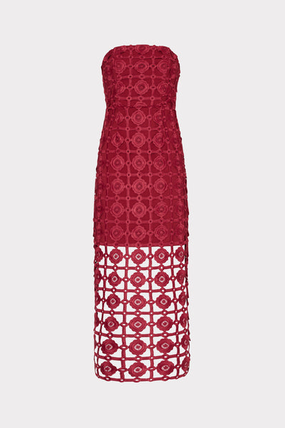 Kait Tile Lace Dress in Burgundy | MILLY Kait Tile Lace Dress in Burgundy | MILLY