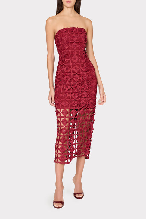 Kait Tile Lace Dress Burgundy Image 2 of 4