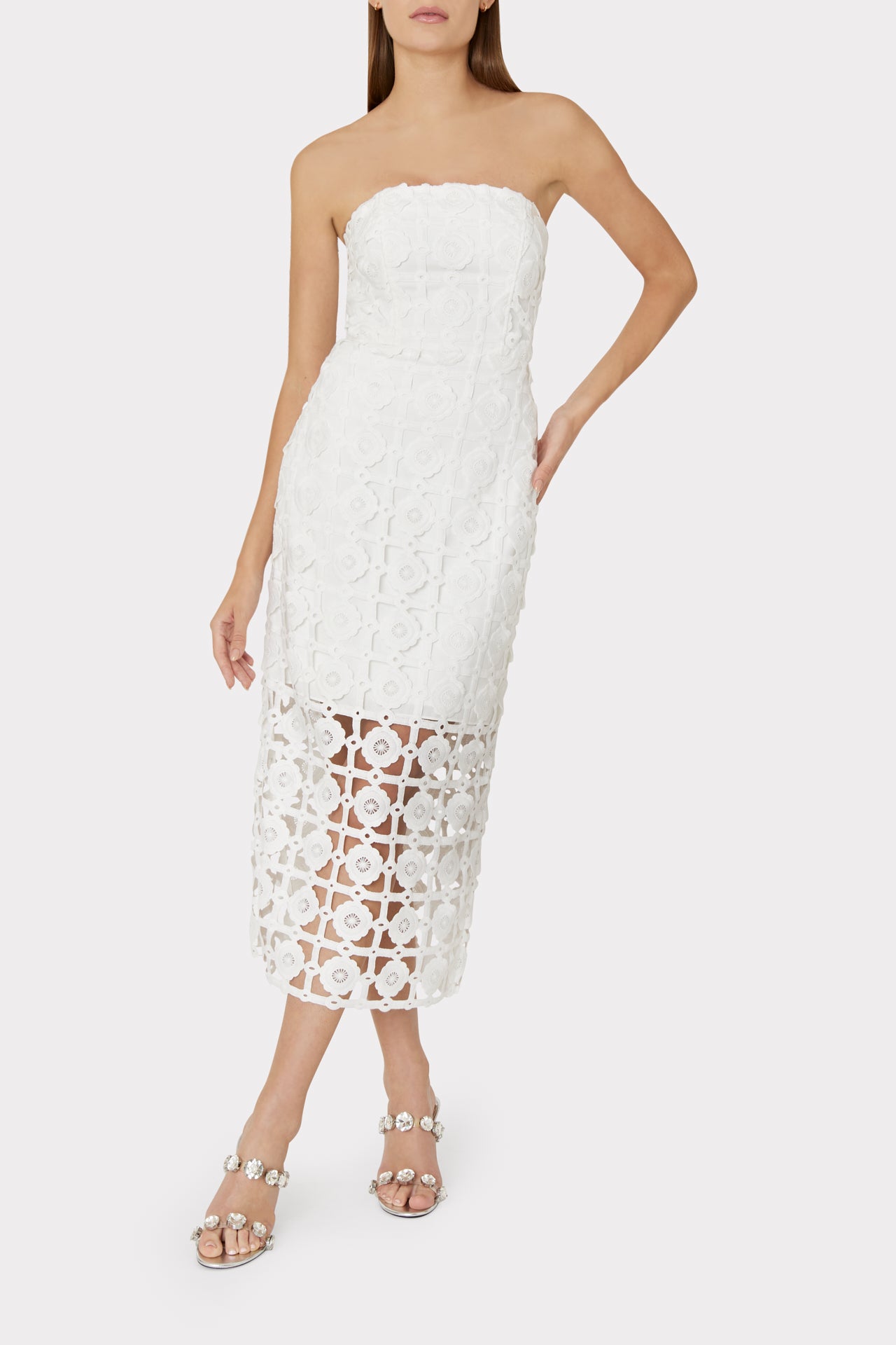 Milly Women's Kait Tile Lace Dress - White - Size 12 Milly Women's Kait Tile Lace Dress - White - Size 12