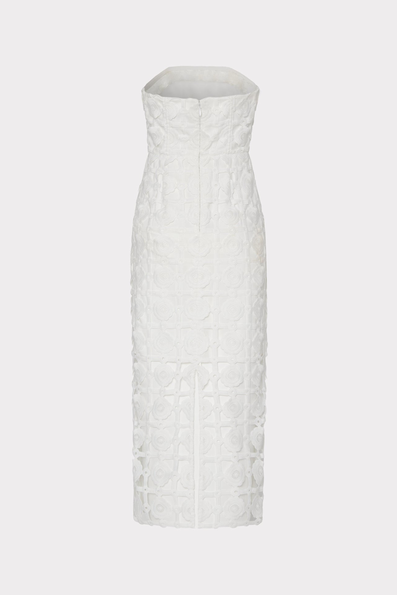 Milly Women's Kait Strapless Tiled Lace Midi-Dress - White - Size 12 Milly Women's Kait Strapless Tiled Lace Midi-Dress - White - Size 12