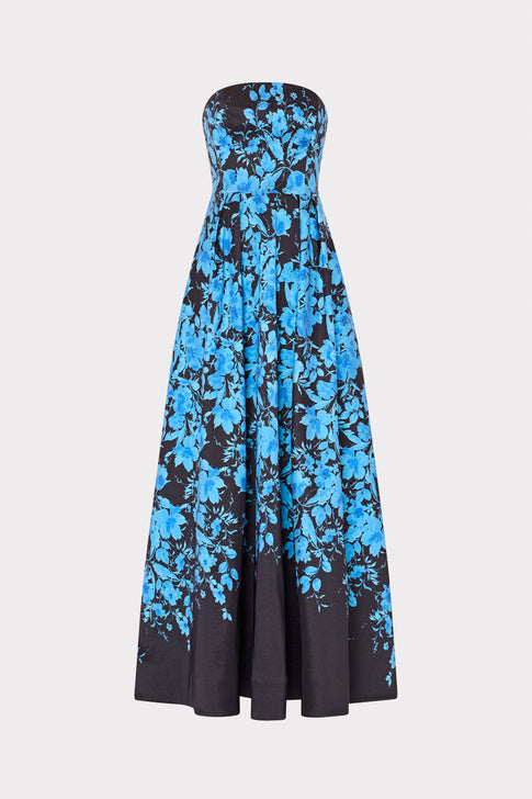 Winona Flower Strapless Gown Black/Blue Image 1 of 4
