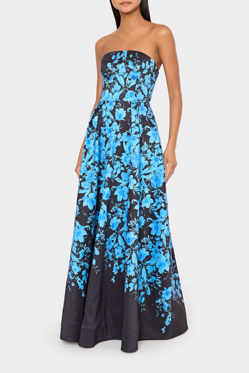 Winona Flower Strapless Gown Black/Blue Image 2 of 4