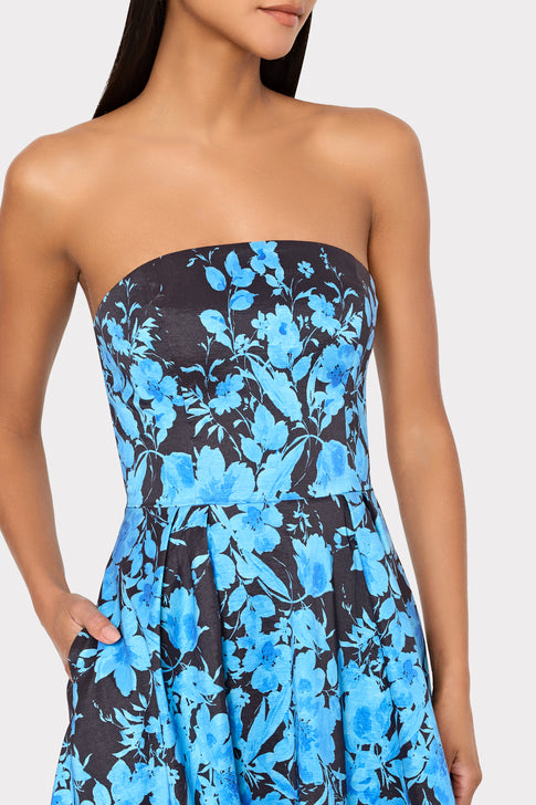 Winona Flower Strapless Gown Black/Blue Image 3 of 4