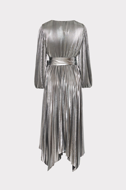 Liora Pleated Lame Dress