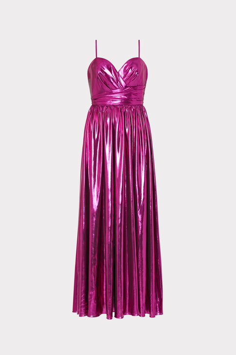 Shannon Metallic Dress Fuchsia Image 1 of 4