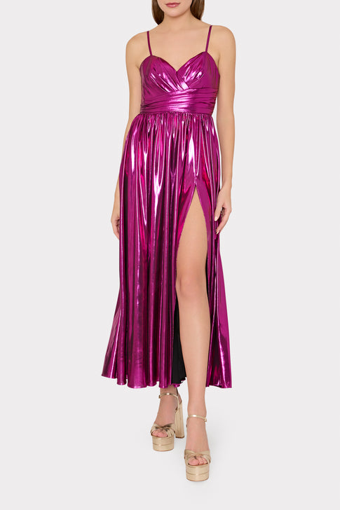 Shannon Metallic Dress Fuchsia Image 2 of 4