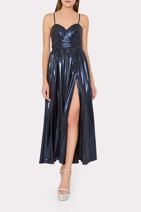 Shannon Metallic Dress Navy Image 2 of 4