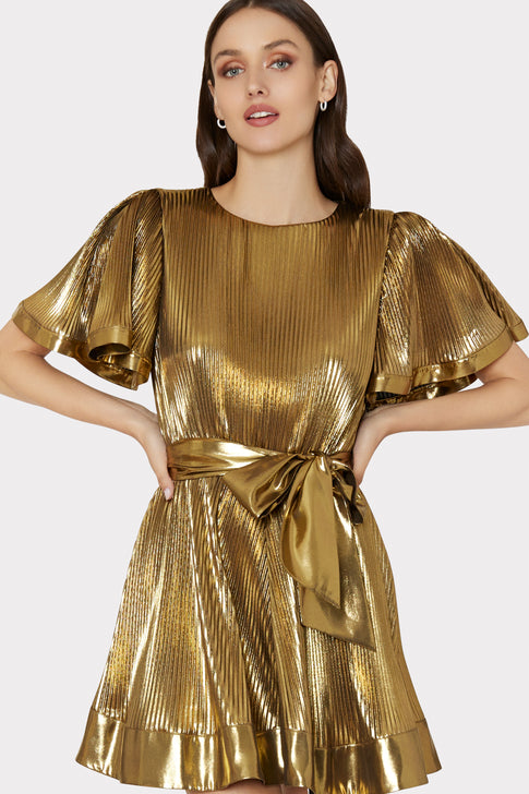 Lumi Pleated Lame Dress