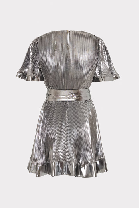 Lumi Pleated Lame Dress Silver Image 4 of 4