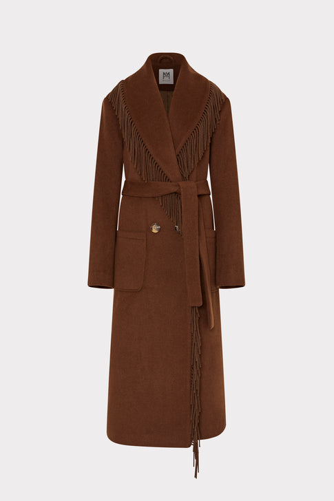 Wyatt Fringe Wool Overcoat Brown Image 1 of 7