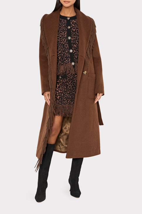 Wyatt Fringe Wool Overcoat Brown Image 5 of 7