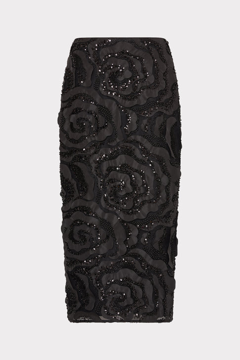 Rosemary Beaded Rosette Midi Skirt