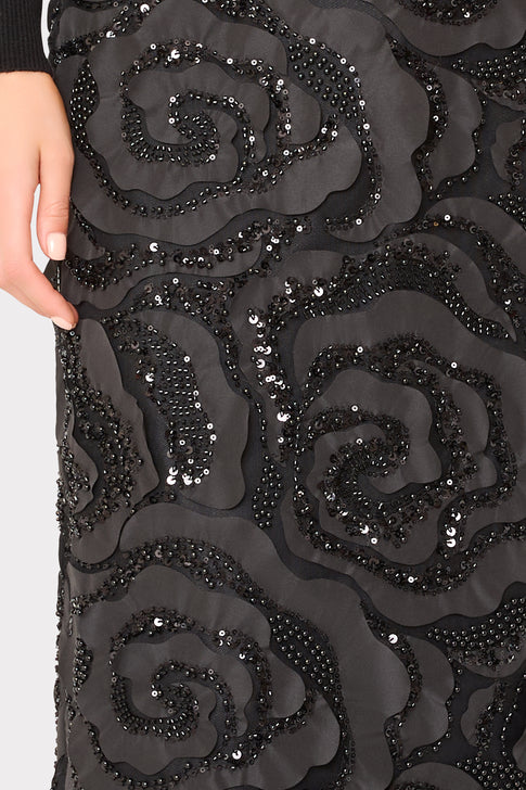 Rosemary Beaded Rosette Midi Skirt
