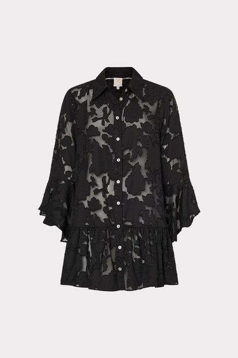 Vierra Black Rose Burnout Cover-Up Dress Black Image 1 of 4