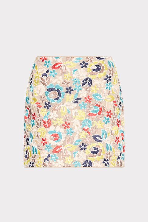 Printemps Lace Modern Mini Skirt Yellow Multi Image 1 of 4