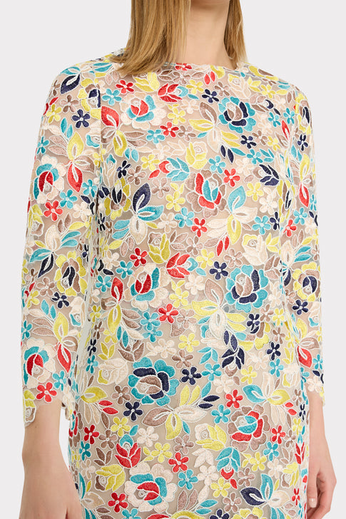 Nori Printemps Lace Long Sleeve Top Yellow Multi Image 3 of 4