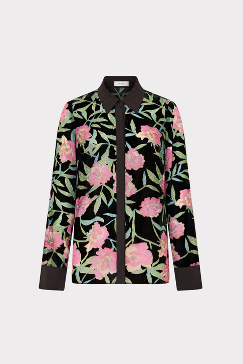 Burnout Velvet Top Black/Pink Image 1 of 4