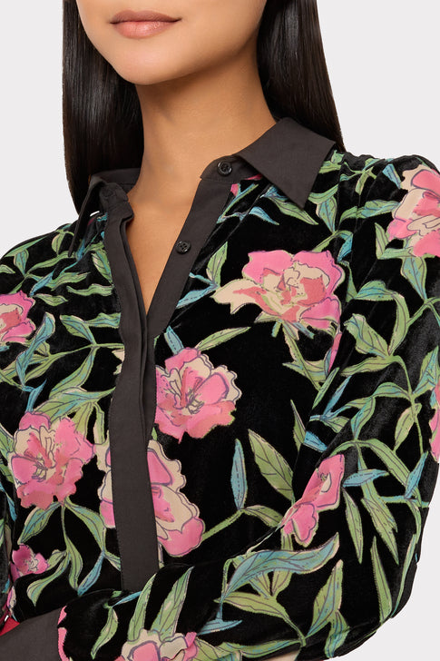 Burnout Velvet Top Black/Pink Image 3 of 4