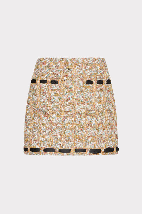Romina Gold Tweed Ribbon Mini Skirt Gold Multi Image 1 of 4