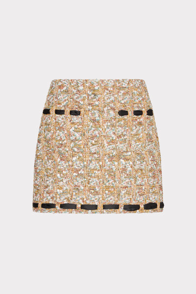 Romina Gold Tweed Ribbon Mini Skirt in Gold Multi | MILLY