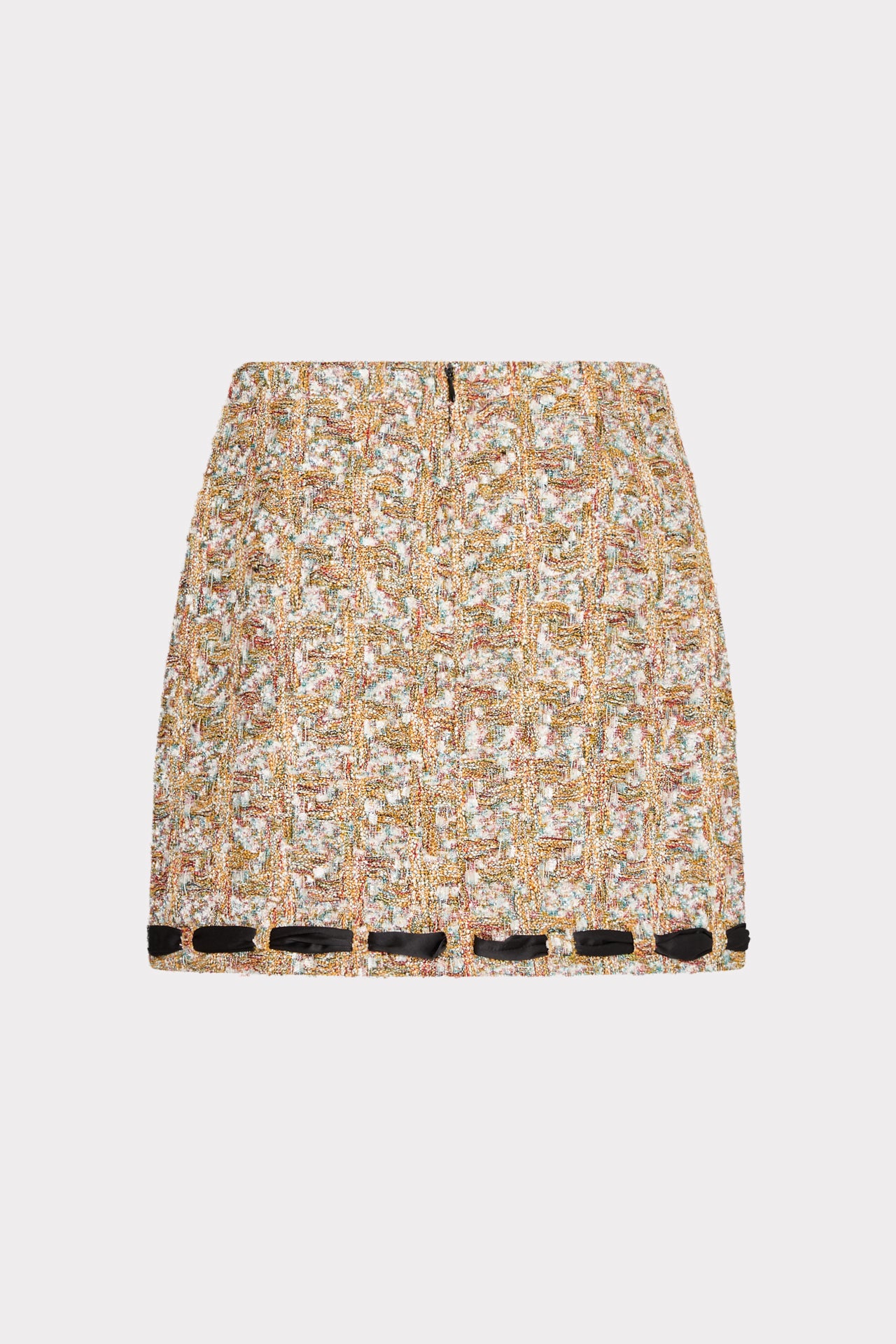 Romina Gold Tweed Ribbon Mini Skirt in Gold Multi | MILLY