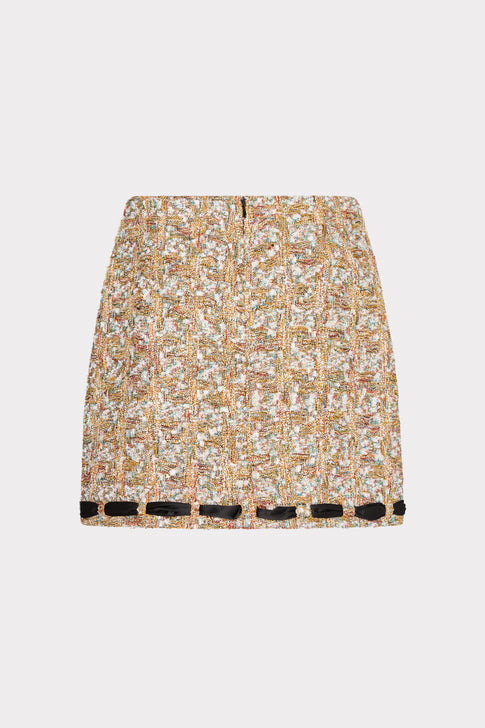 Romina Gold Tweed Ribbon Mini Skirt Gold Multi Image 4 of 4