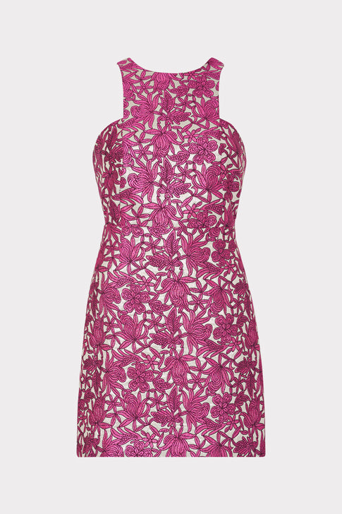 Floral Jacquard Mini Dress Pink Image 1 of 3