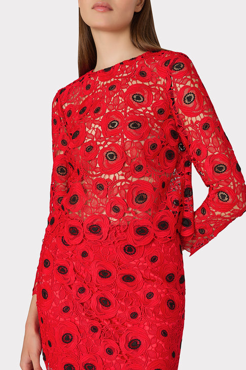 Nori Embroidered Lace Top Red/Black Image 3 of 5