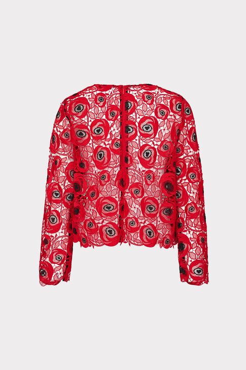 Nori Embroidered Lace Top Red/Black Image 5 of 5