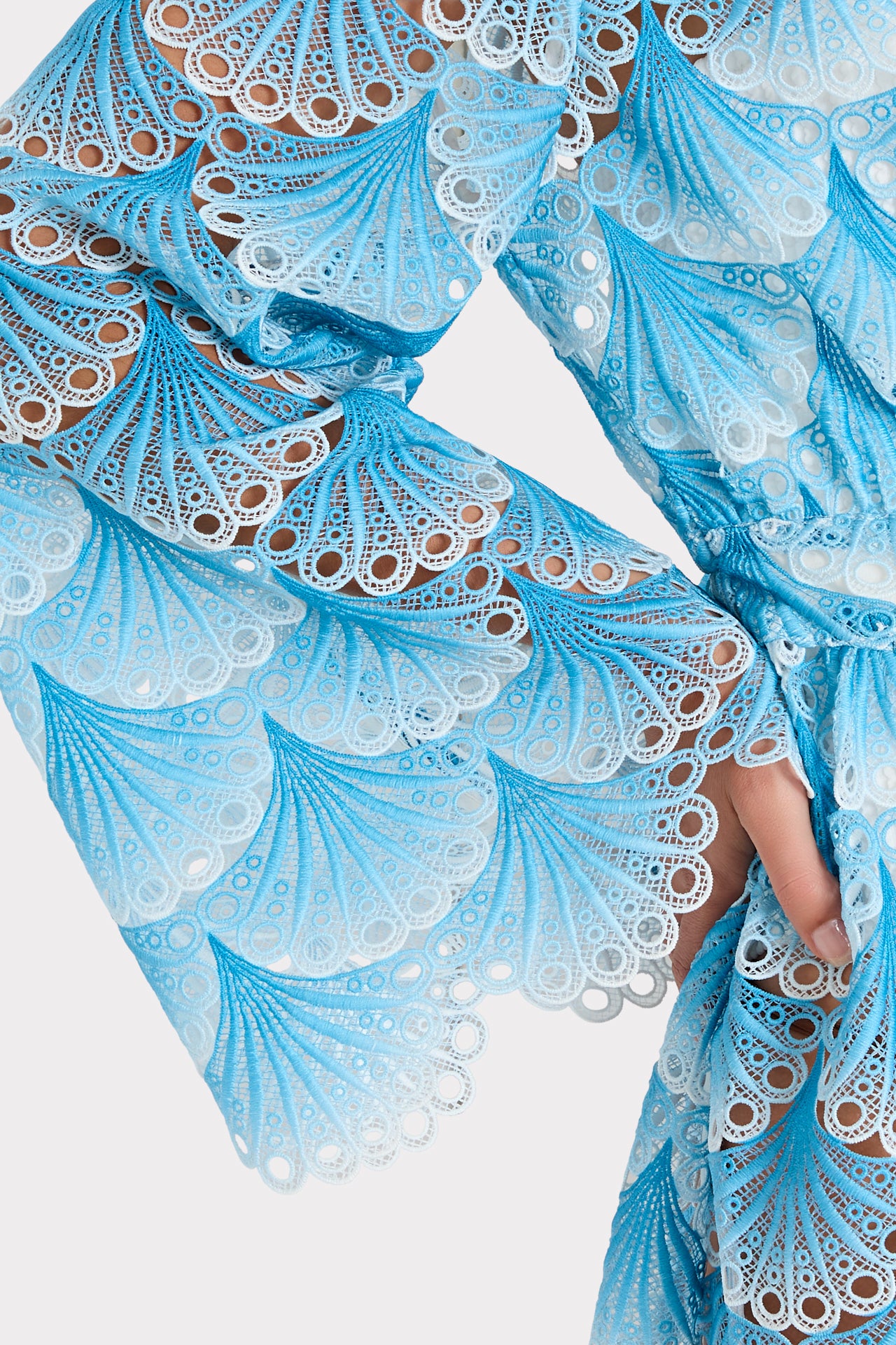 blue cover up dress Blue Lace Maxi Dress with Cut Out main image 1