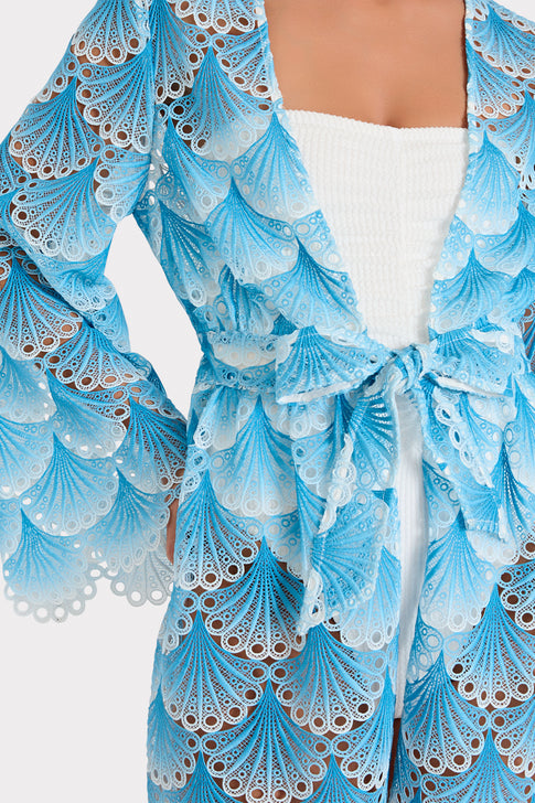 Blue Embroidered Lace Cover-Up - Waist Tie Detail | MILLY