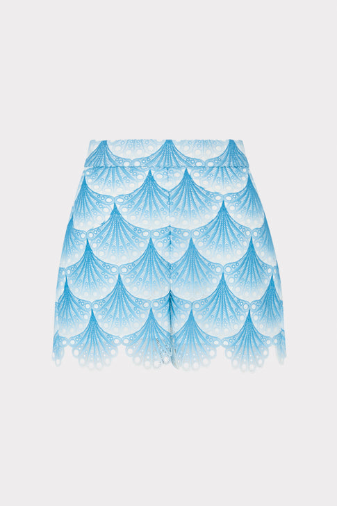 Blue and white scalloped lace shorts - Flat Lay | MILLY