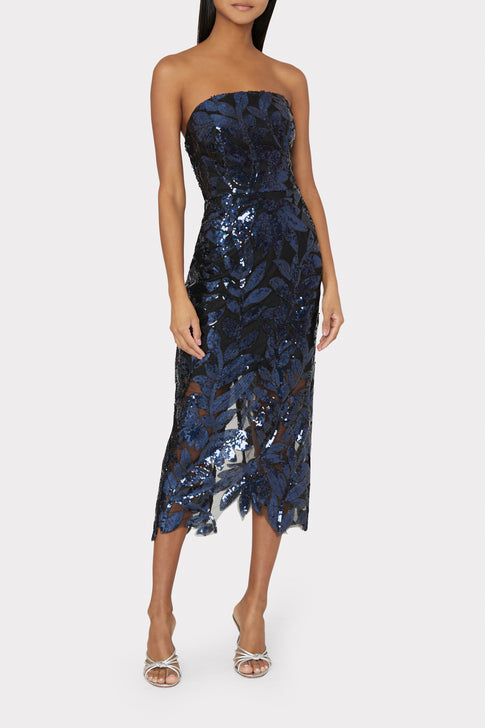 Kait Floral Sequins Dress Navy Image 2 of 4