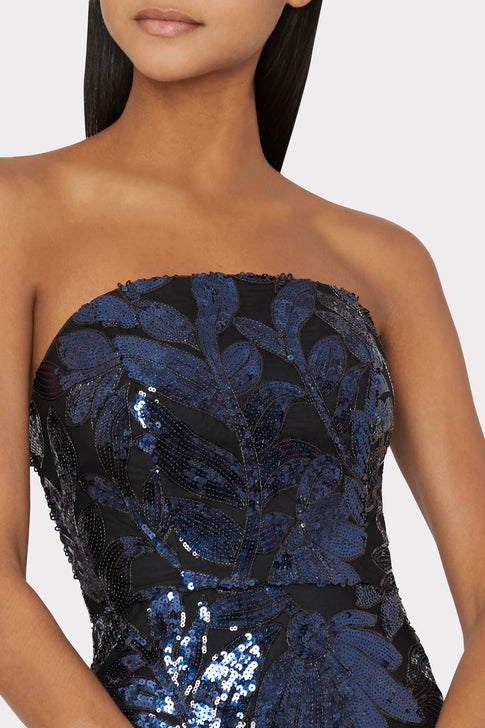 Kait Floral Sequins Dress Navy Image 3 of 4