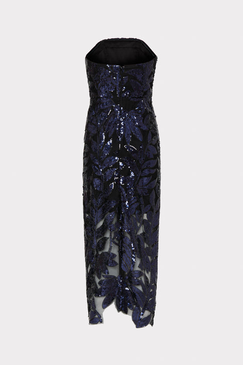 Kait Floral Sequins Dress Navy Image 4 of 4