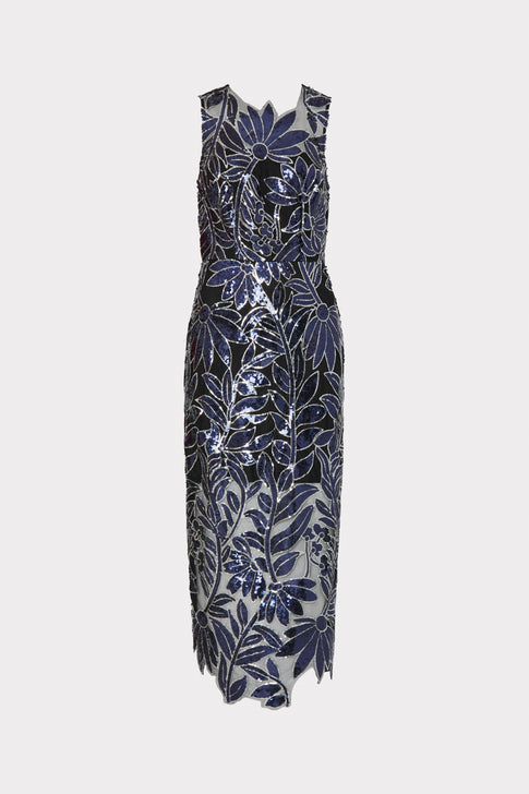 Kinsley Floral Sequins Dress Navy/Silver Image 1 of 4