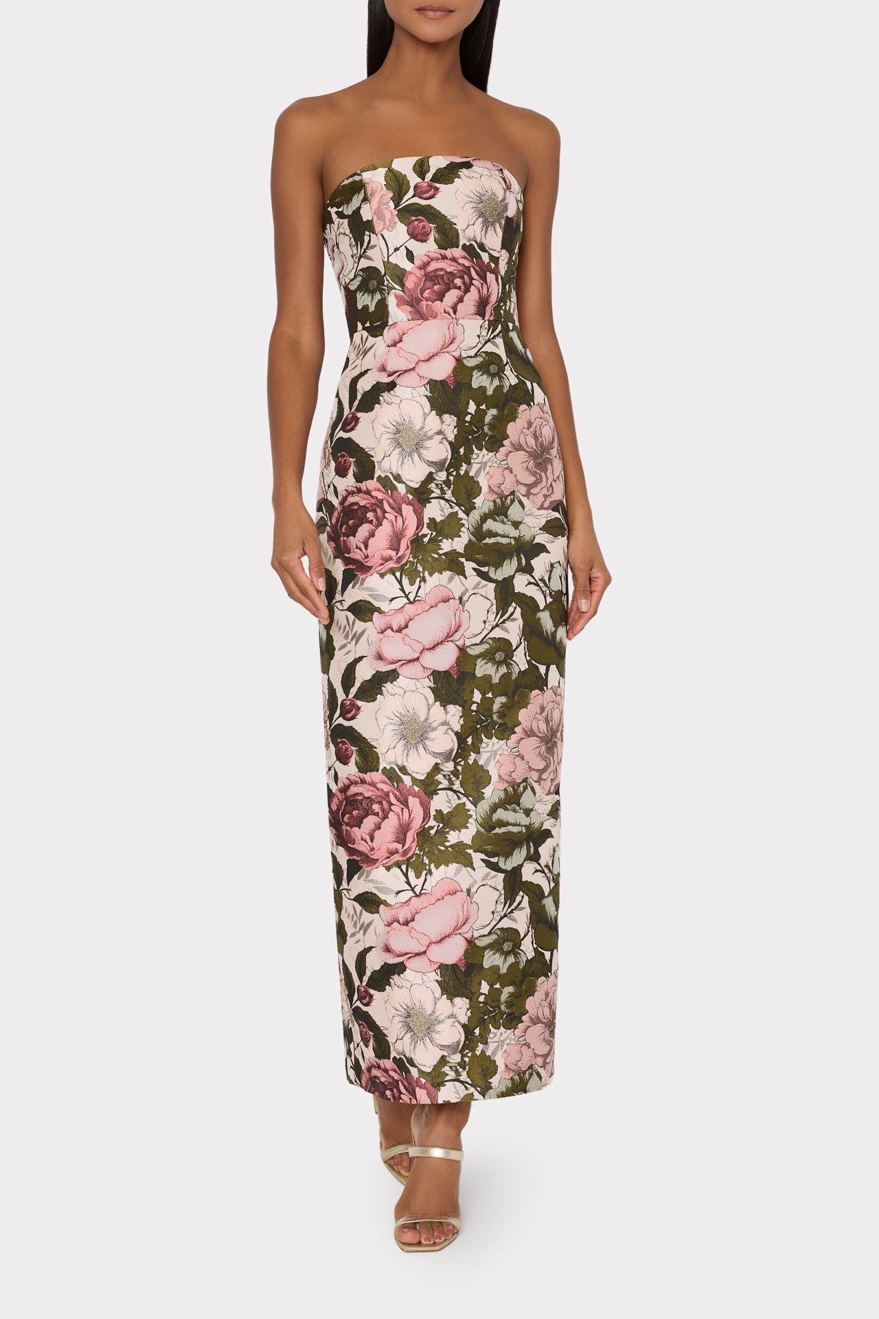Milly Women's Ella Floral Jacquard Maxi Dress - Pink Green - Size 10 Milly Women's Ella Floral Jacquard Maxi Dress - Pink Green - Size 10