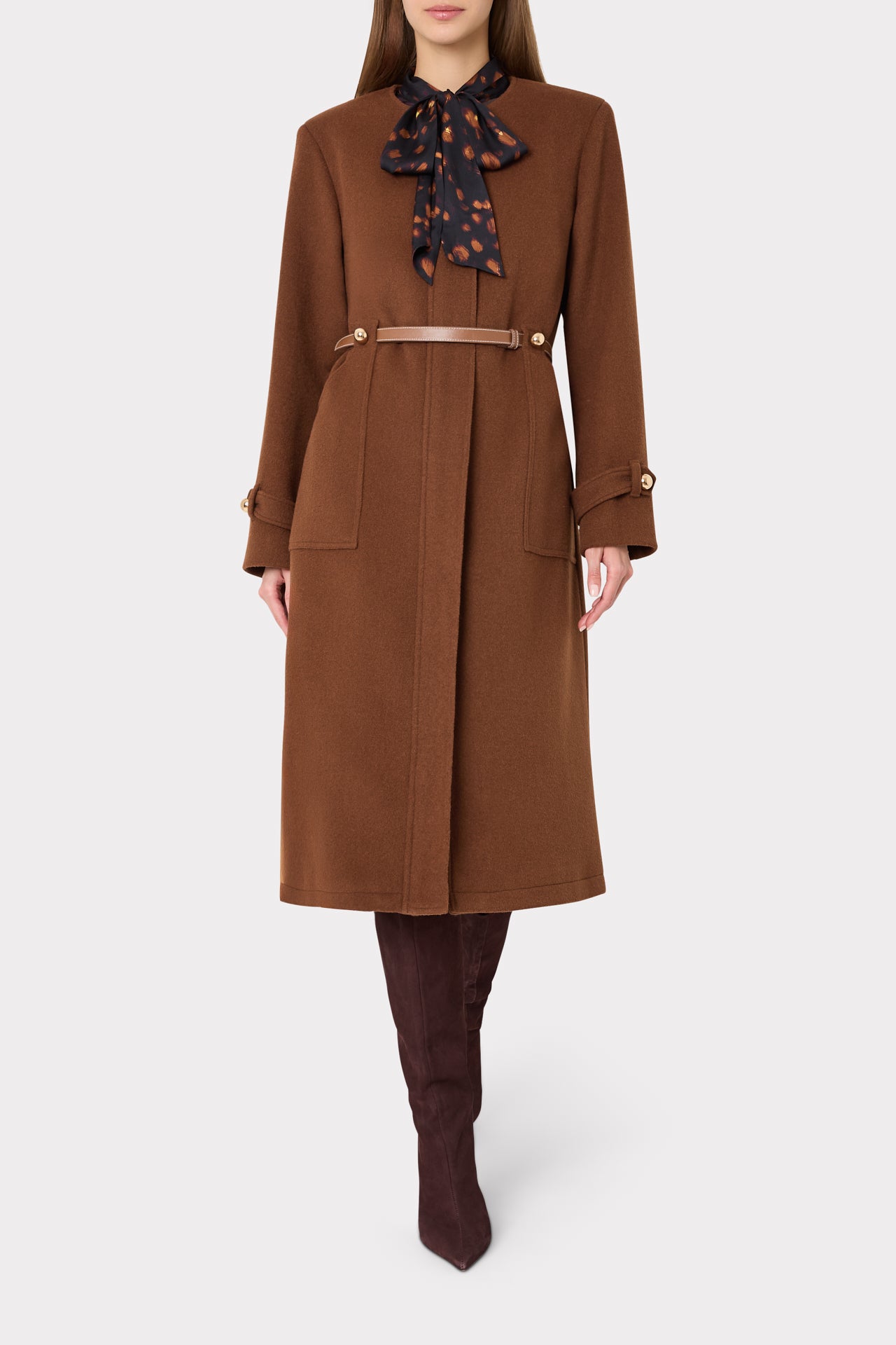 Designer Wool Blend Coat Dark Brown | MILLY
