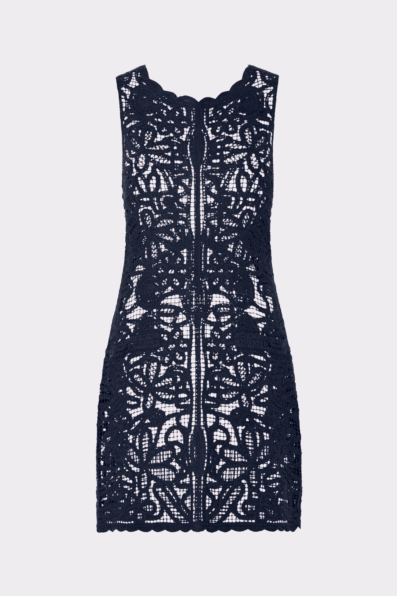 Crochet Mini Cover-Up Dress in Navy | MILLY