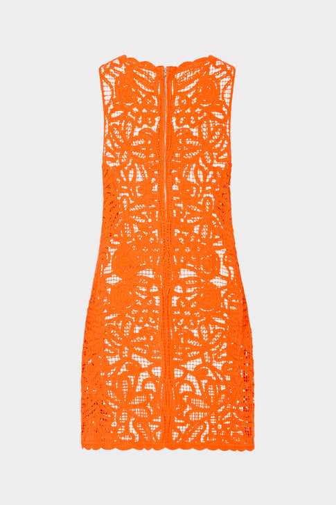 Orange lace dress on a white background