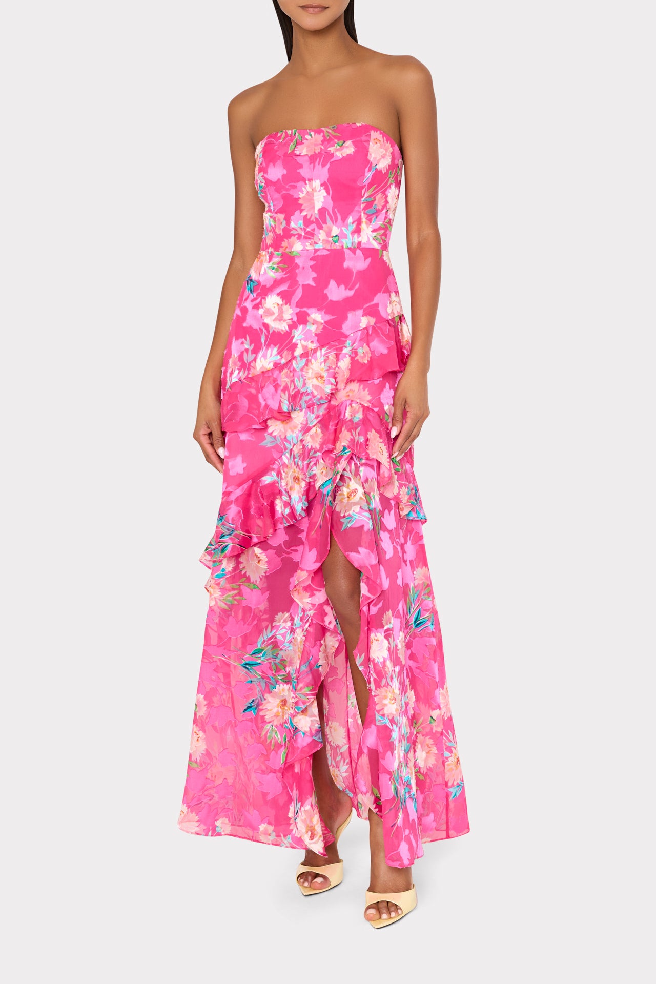 Raelynn Burnout Maxi Dress in Pink Multi | MILLY Raelynn Burnout Maxi Dress in Pink Multi | MILLY