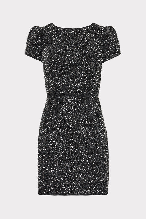 Rowen Beaded Tweed Dress Black Image 1 of 4