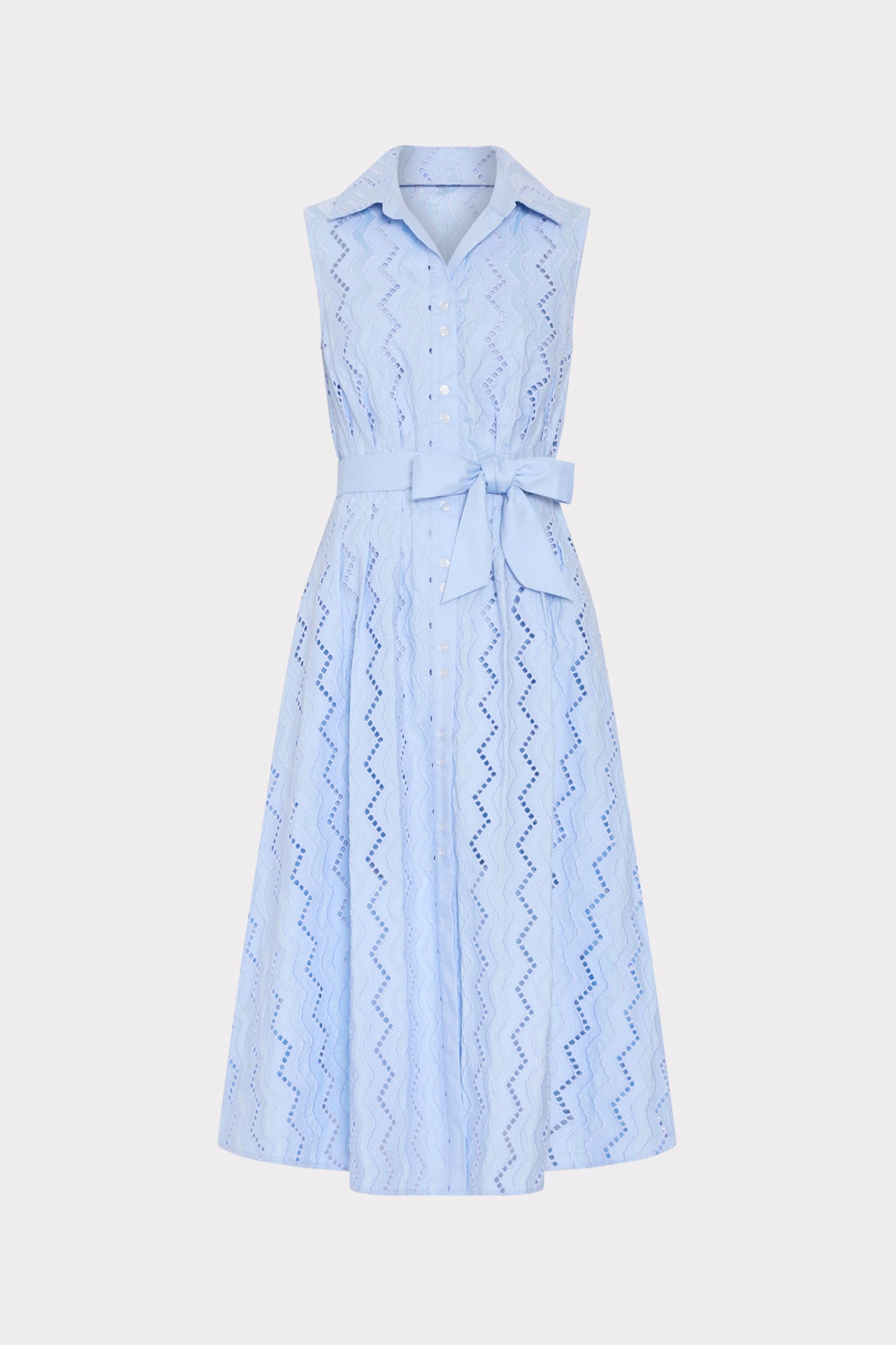 Leya Eyelet Midi Dress in Blue
