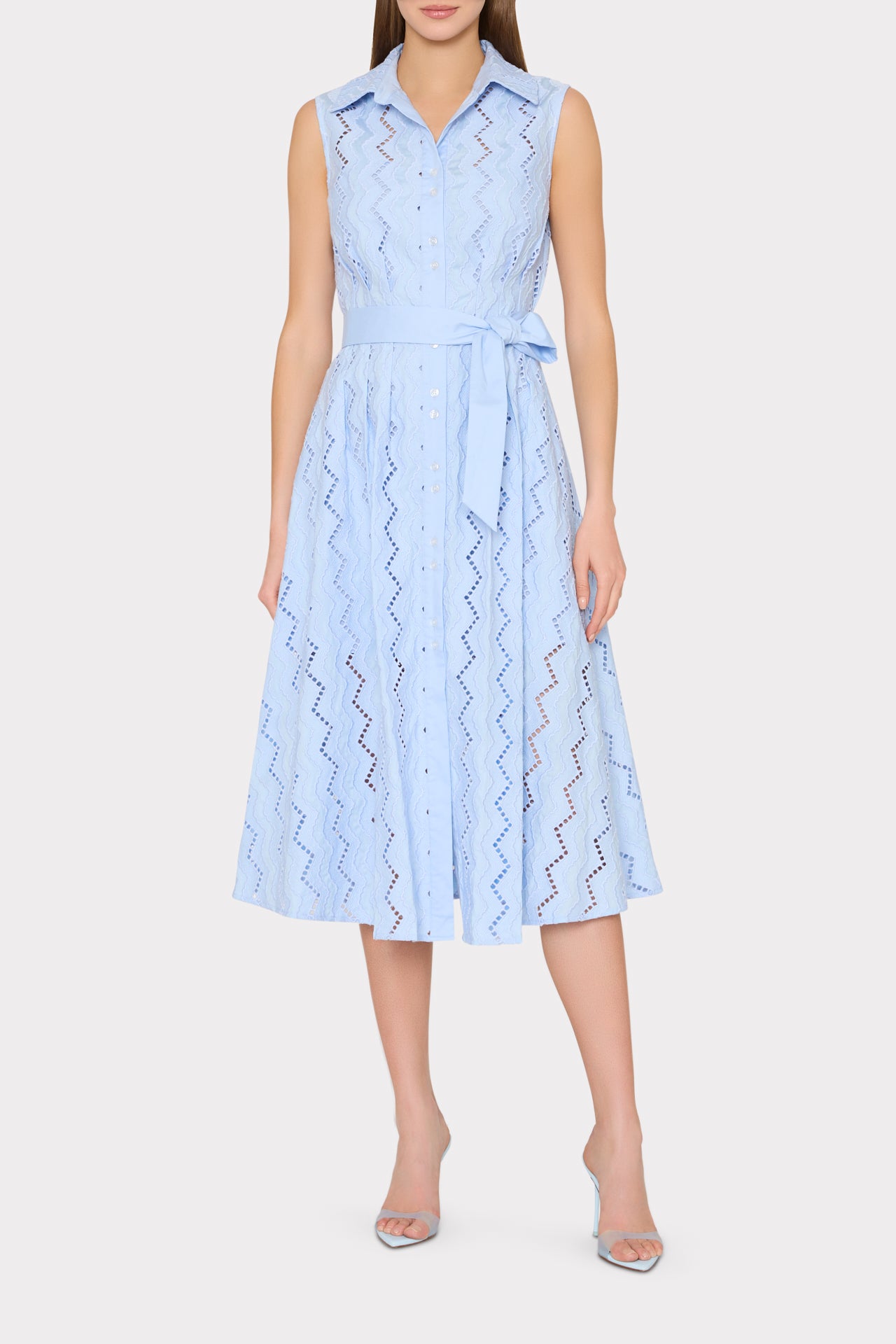 Leya Eyelet Midi Dress in Blue | MILLY Leya Eyelet Midi Dress in Blue | MILLY