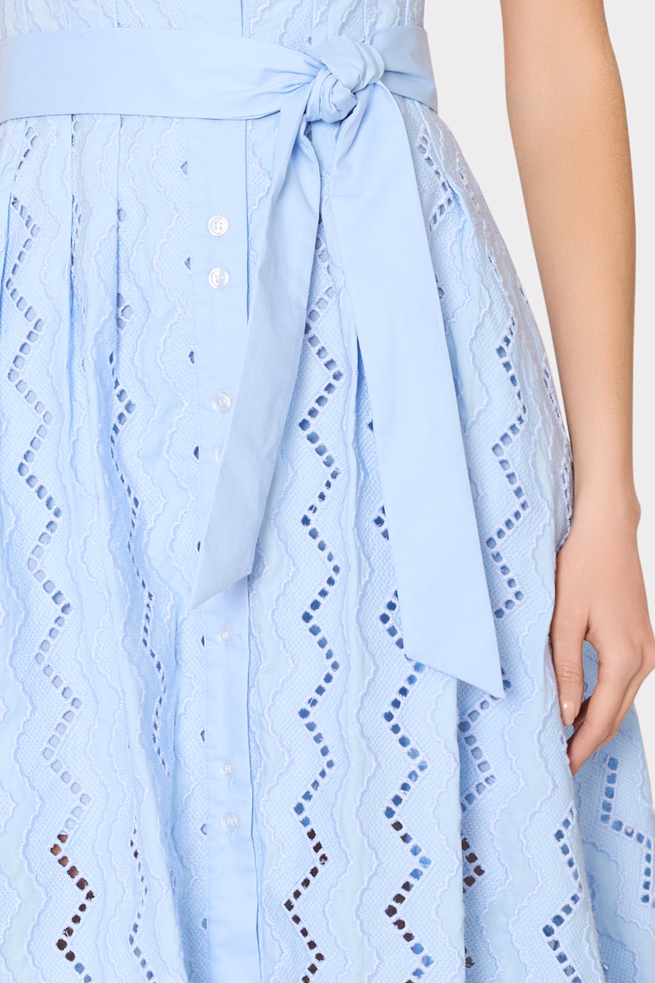 Leya Eyelet Midi Dress in Blue | MILLY