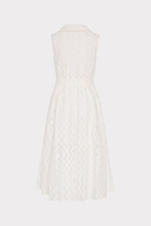 cotton eyelet dress Leya Eyelet Midi Dress in White