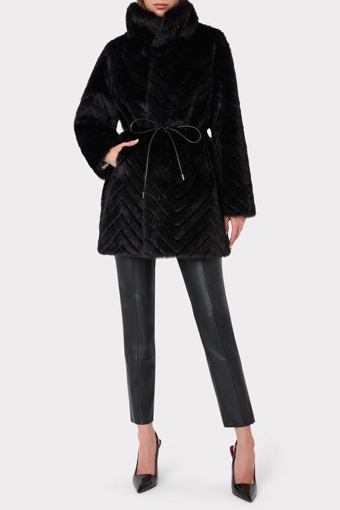 Dayna Chevron Fur Coat